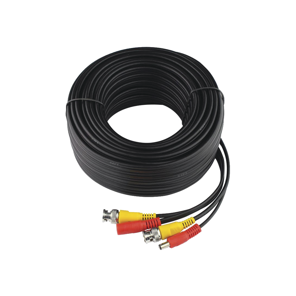 Cable Coaxial armado con conector BNC y Alimentación, longitud de 30m, Optimizado para HD ( TurboHD, HD-SDI, AHD )   Modelo: DIY-30M-HD