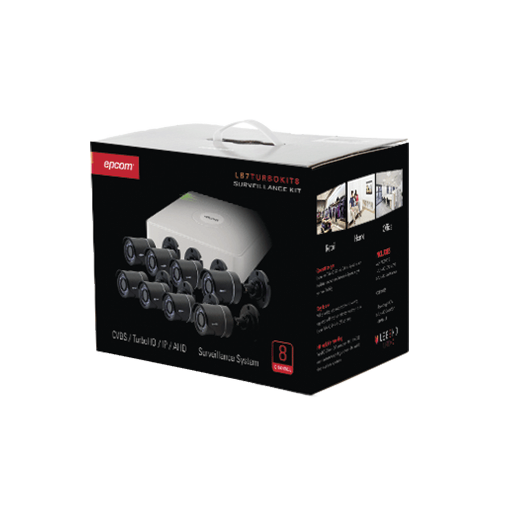 KIT TURBO HD 720P 8 CMRAS TIPO BALA /DVR 8CH/FTE D/PODER/CA
