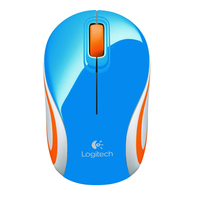 MOUSE MINI OPTICO INALAMBRICO M187 AZUL/NARANJA 910-003788