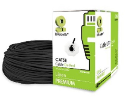 *BOBINA CCA UTP BROBOTIX 308218, 200 mts, Negro, Exterior, CAT5e, CCA