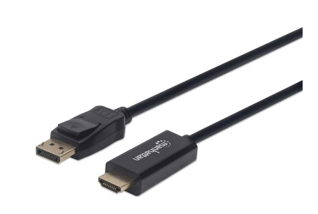 Cable DisplayPort a HDMI MANHATTAN 153188, 3 m, DisplayPort, HDMI, Negro, Macho/Macho