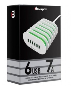 Cargador USB de escritorio ,6 puertos /5V,7A Blackpcs ESHO36W