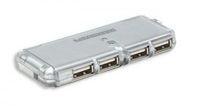 Hub USB MANHATTAN 160599, USB 2.0, Gris, 4 puertos