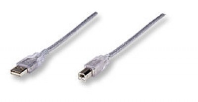 Cable USB tipo B MANHATTAN, 4,5 m, USB A, USB B, Macho/Macho, Transparente, 340465