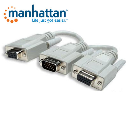 Cable VGA - HD15 - "y" MANHATTAN 328302, 0,15 m, VGA, VGA (D-Sub), Macho/hembra, Color blanco