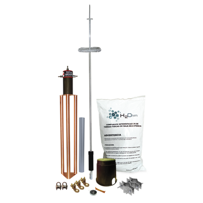 Kit de Pararrayo para Torre o Poste tipo Dipolo Corona con Electrodo y Accesorios de instalación
