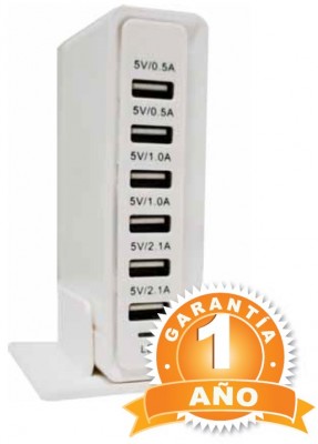 6USBVR-BLANCO CARGADOR MULTIUSB OVALTECH